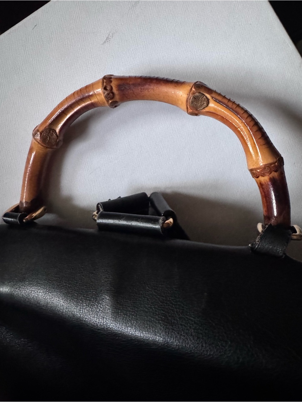 Gucci Black Leather Bamboo-Trim Backpack - Picture 13 of 16